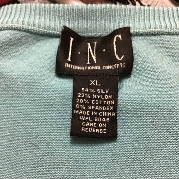 INC INTERNATIONAL CONCEPT women’s sweater half wrap w/ties in front blue/green - Picture 1 of 4